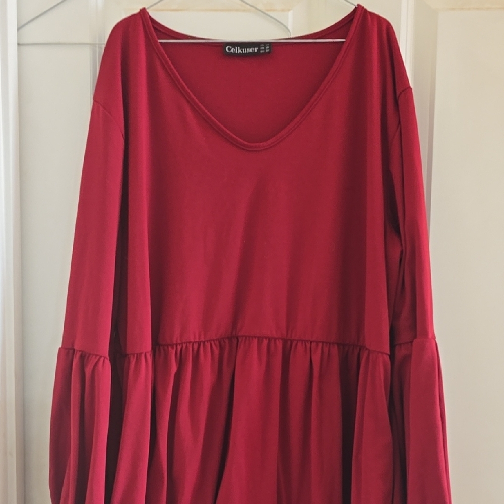 Celkuner Red Long Sleeve Dress